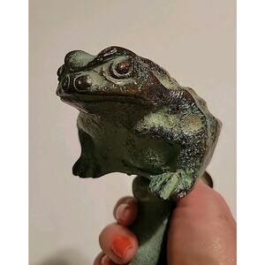 Brass Frog Toad Garden Spigot Faucet Aged Natural Patina